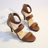 High Heels Slides Summer Large Size Stiletto Heel Woven Fashion Sandals