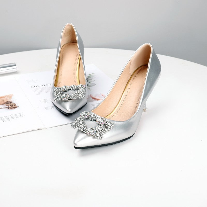 Red Bottom Heels Pointed-Toe Low Heel Shallow Mouth Transparent Women's Mesh Shoes Flat High Heel