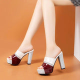 High Heels Slides Summer High Heel Thick Bottom Color Matching Fashion Sandals