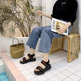 Women Open Toe Sandals Flats Spring/Summer Velcro Platform Mid Heel Open Toe Casual Sandals