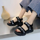 Women Open Toe Sandals Flats Spring/Summer Velcro Platform Mid Heel Open Toe Casual Sandals