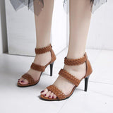 High Heels Slides Summer Large Size Stiletto Heel Woven Fashion Sandals