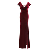 Maxi Burgundy Dress Formal Slim-Fit Elegant Princess Dress Evening Dress
