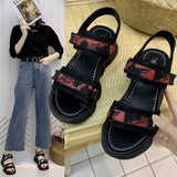 Women Open Toe Sandals Flats Spring/Summer Velcro Platform Mid Heel Open Toe Casual Sandals