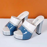 High Heels Slides Summer High Heel Thick Bottom Color Matching Fashion Sandals