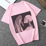 Skull T Shirt Skull and Cat Print
