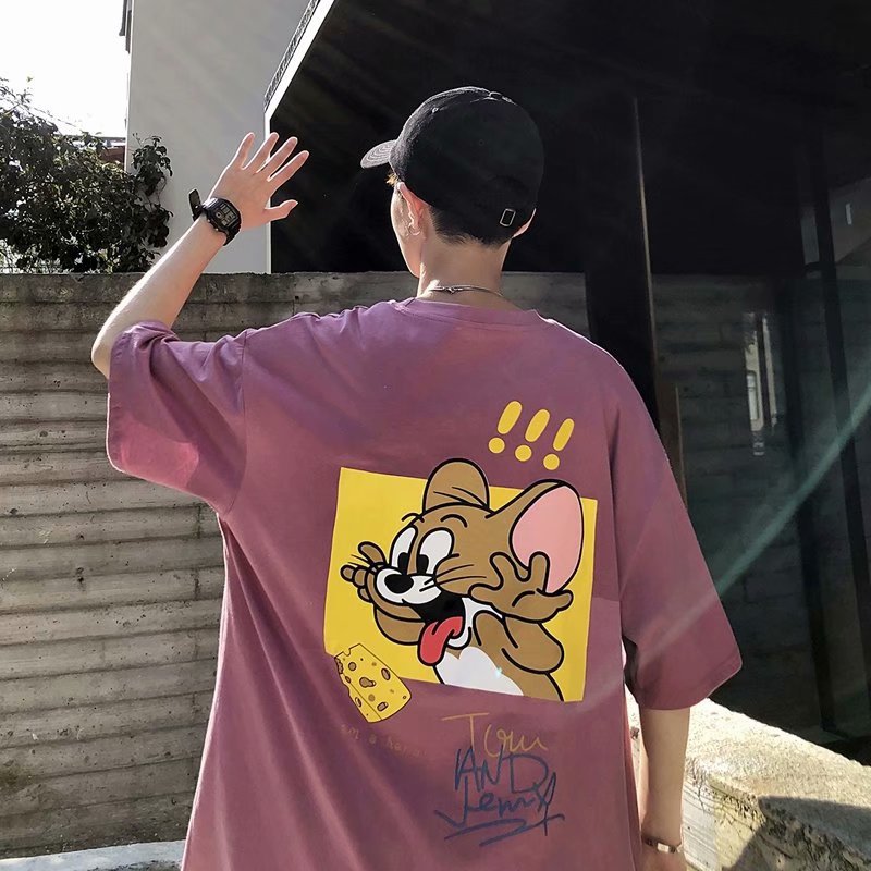 Tom And Jerry T Shirt Cat And Mouse Half Sleeve Loose