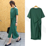 Emerald Green Dress Loose Casual French Niche