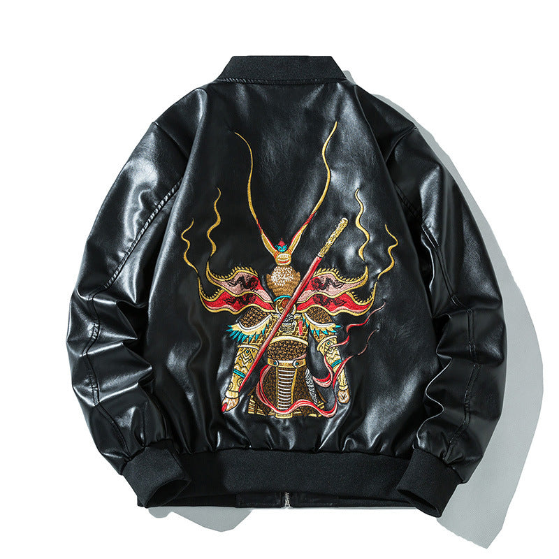 Varsity Jacket Men'S Leather Jacket Embroidered Baseball Uniform Coat