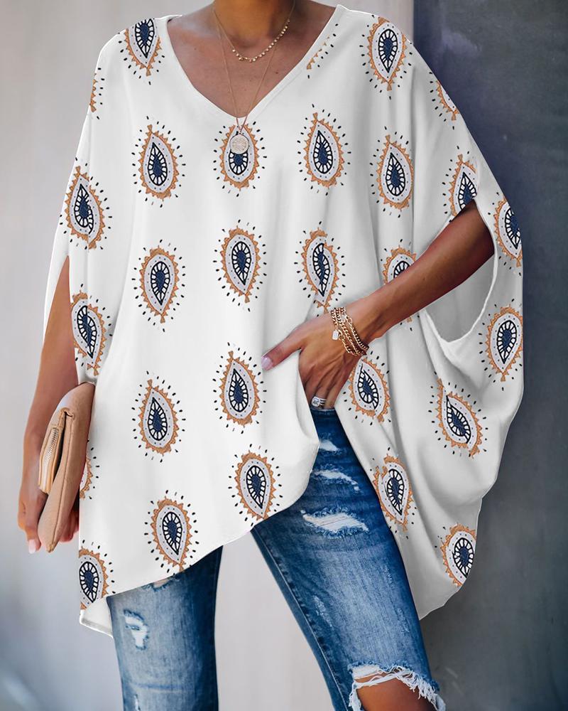 Coachella Music Festival Outfits Printed Loose V-neck Fashion Casual Short Sleeve T-shirt