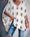 Coachella Music Festival Outfits Printed Loose V-neck Fashion Casual Short Sleeve T-shirt