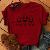 Halloween Costumes Pumpkin Face Pattern Printed Short Sleeve T-shirt