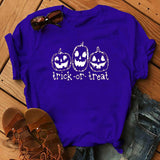 Halloween Costumes Pumpkin Face Pattern Printed Short Sleeve T-shirt