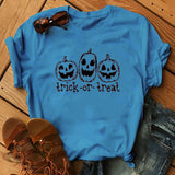 Halloween Costumes Pumpkin Face Pattern Printed Short Sleeve T-shirt