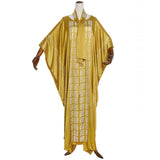 Silk Satin round Neck Wide Batwing Sleeve Robe with African Dashiki Ankara Styles Dress
