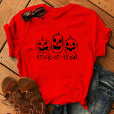 Halloween Costumes Pumpkin Face Pattern Printed Short Sleeve T-shirt