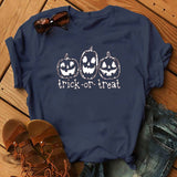 Halloween Costumes Pumpkin Face Pattern Printed Short Sleeve T-shirt