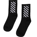 Off White Socks Men's Fashionable Black and White Twill Tube Socks Cotton Socks Student Sports Socks