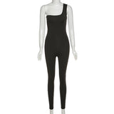 Summer Fashion Sexy off-the-Shoulder Hip Raise Skinny Sports Jumpsuit