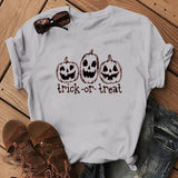 Halloween Costumes Pumpkin Face Pattern Printed Short Sleeve T-shirt