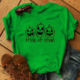 Halloween Costumes Pumpkin Face Pattern Printed Short Sleeve T-shirt