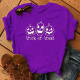 Halloween Costumes Pumpkin Face Pattern Printed Short Sleeve T-shirt