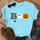 Halloween Costumes Pumpkin Face Boo Printed Short Sleeve T-shirt