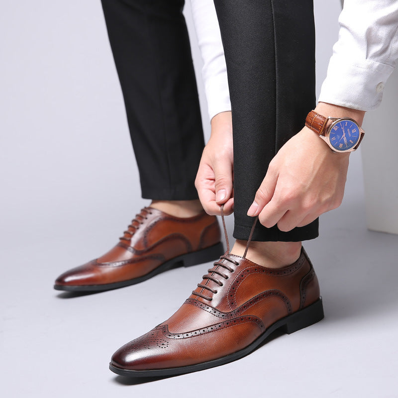 Men's Dress Shoes Classic Leather Oxfords Casual Cushioned Loafer plus Size Men's Shoes Spring and Autumn Business Leather Shoes Men