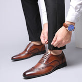 Men's Dress Shoes Classic Leather Oxfords Casual Cushioned Loafer plus Size Men's Shoes Spring and Autumn Business Leather Shoes Men