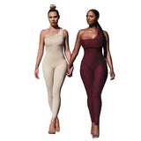 Summer Fashion Sexy off-the-Shoulder Hip Raise Skinny Sports Jumpsuit