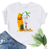 Halloween Costumes Skull Pumpkin Smiley Face Printed Short Sleeve T-shirt round Neck