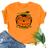 Halloween Costumes Pumpkin Head Pattern Short Sleeve T-shirt round Neck