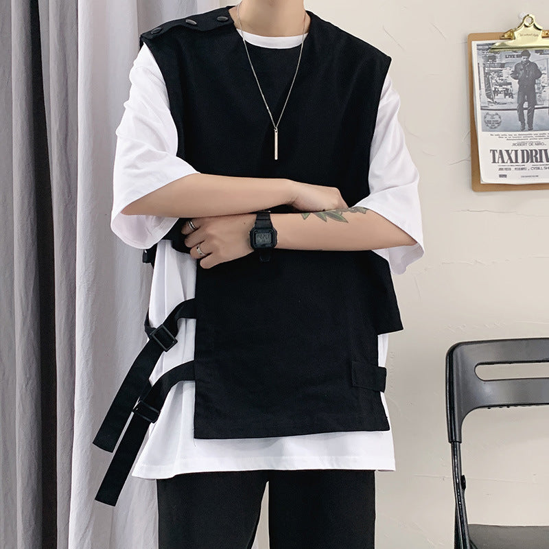 Men T-shirt Frock Vest Loose Vest