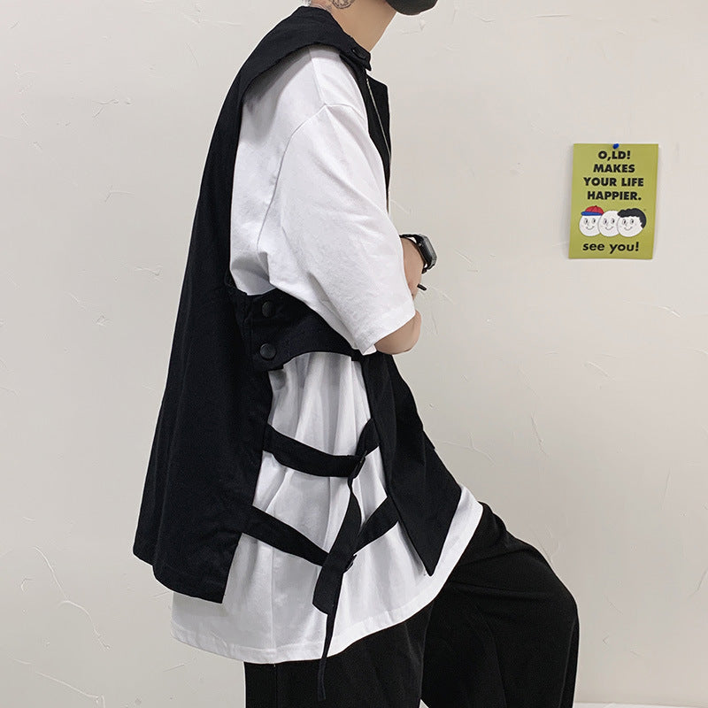 Men T-shirt Frock Vest Loose Vest
