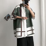 Men Shirt Short Sleeve Shirt Loose