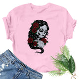 Halloween Costumes Horror Girl Printed Short Sleeve T-shirt round Neck