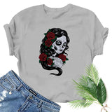 Halloween Costumes Horror Girl Printed Short Sleeve T-shirt round Neck