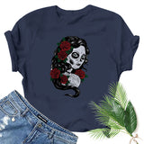 Halloween Costumes Horror Girl Printed Short Sleeve T-shirt round Neck