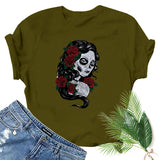 Halloween Costumes Horror Girl Printed Short Sleeve T-shirt round Neck