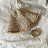 Straw Hat Summer Straw Hat Female Literary Sun-Proof Bucket Hat