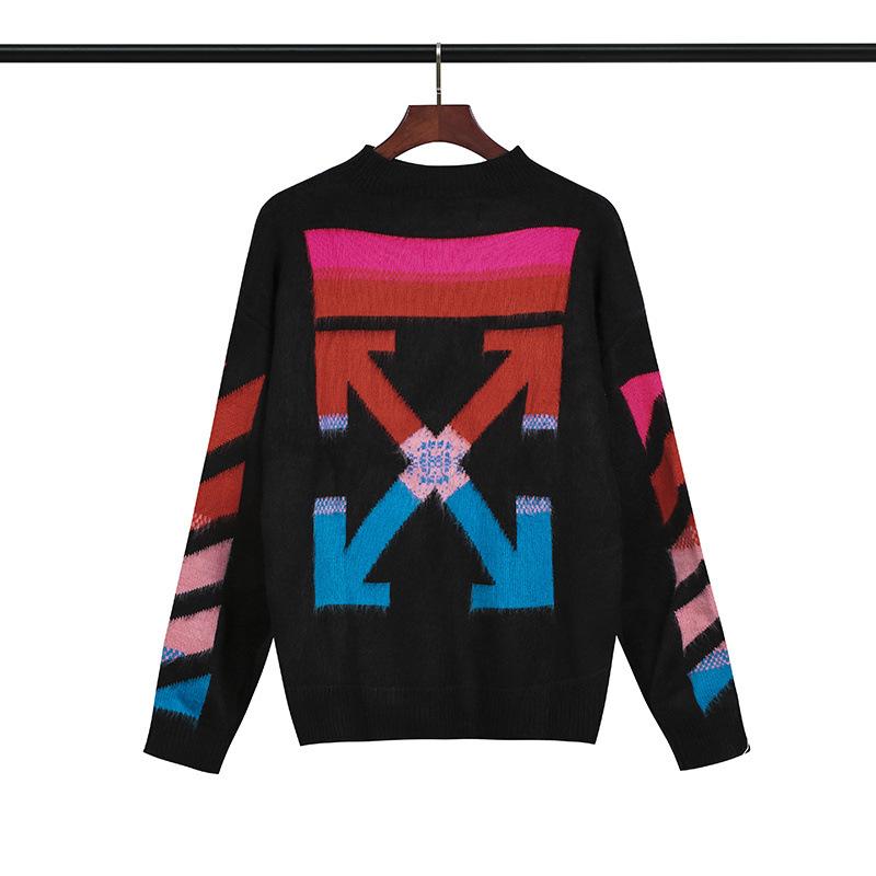 Off White Sweater Woolen Knit Arrow Men'S And Women'S Sweaters Plus Size Casual Sweatshirts Owt