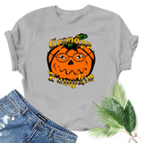 Halloween Costumes Pumpkin Head Pattern Short Sleeve T-shirt round Neck