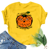 Halloween Costumes Pumpkin Head Pattern Short Sleeve T-shirt round Neck