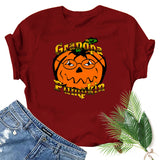 Halloween Costumes Pumpkin Head Pattern Short Sleeve T-shirt round Neck