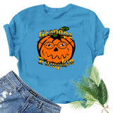 Halloween Costumes Pumpkin Head Pattern Short Sleeve T-shirt round Neck