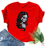 Halloween Costumes Horror Girl Printed Short Sleeve T-shirt round Neck