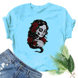 Halloween Costumes Horror Girl Printed Short Sleeve T-shirt round Neck