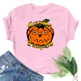 Halloween Costumes Pumpkin Head Pattern Short Sleeve T-shirt round Neck