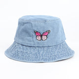 Denim Bucket Hat Fishing Cap Cotton Print Fisherman Hat Casual Hat Washed Denim