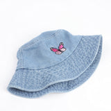 Denim Bucket Hat Fishing Cap Cotton Print Fisherman Hat Casual Hat Washed Denim